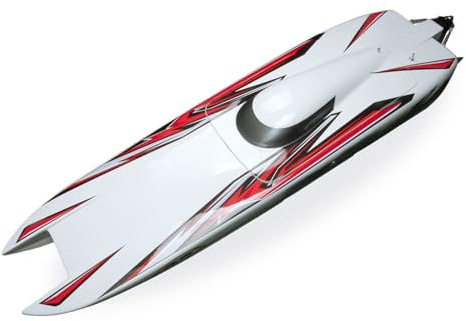 wheelfun 135Km/H DTRC E33 RC High Speed Ship Fiber Glass Radio Control Racing Boats Model Metal Hardware 4082 Brushless Motor 180A Esc Hobby Grade Model for Adult Hobby(White)