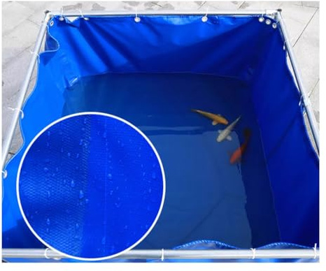 Bassin à Poissons Hors Sol Portable, réservoir d'eau Pliable en PVC pour l'élevage de carpes koï, Piscine Aquatique d'extérieur, Grande Taille 4 x 3 x 0,9 m - Toile Bleue résistante