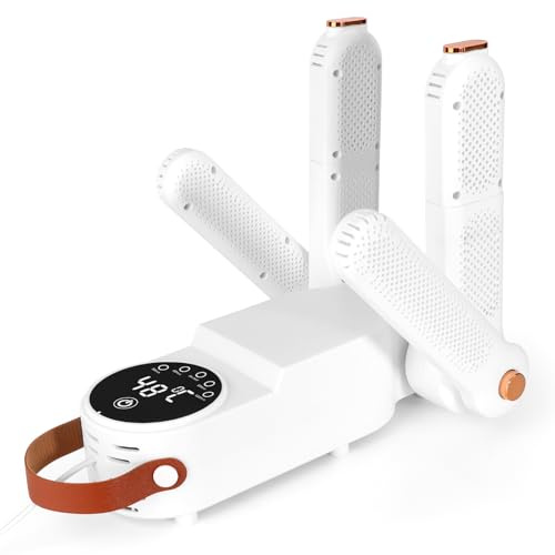 Yirochan Secador eléctrico de zapatos con temporizador, secador de botas plegable, 4 estantes ajustables, calentador de botas con soplador de calor, secado rápido para zapatos, guantes, sombreros