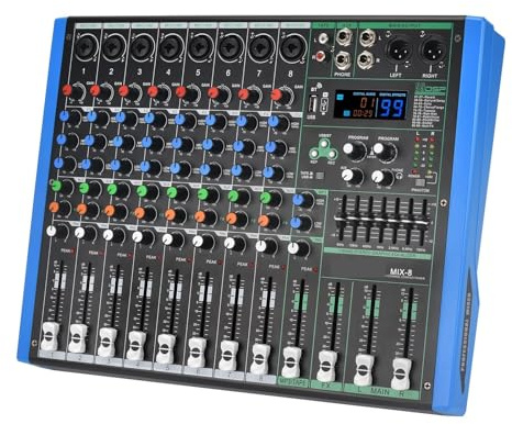 ZKLGS DJ Mix, Console di Missaggio Stereo A 8 Canali USB PC Riproduci Registrazione Suono Mixer Audio Equalizzatore A 7 Bande Tavolo Controller DJ for KTV