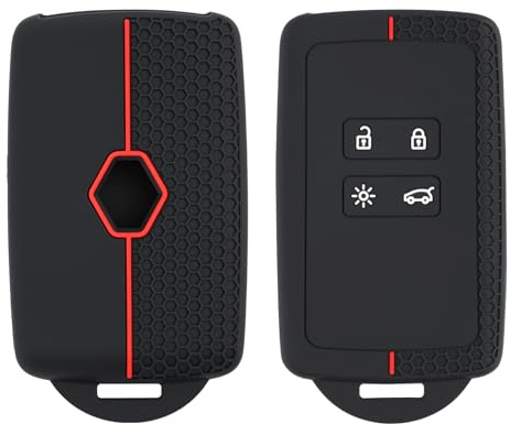 2 PCS Coque Clé de Voiture pour Renault Clio Megane Koleos Kadjar Kangoo Twingo Talisman Captur Espace Dacia Duster,Coque Cle Compatible avec Renault,Etui Carte Renault, Silicone TPU 4 Boutons