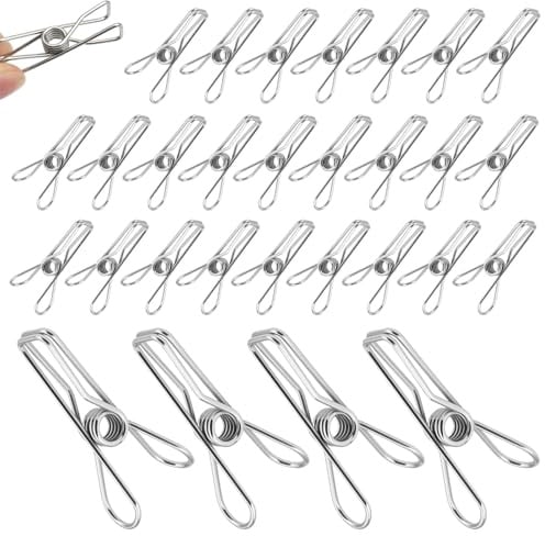 70 PCS Pinces à Linge, 6cm Pince à Linge INOX Résistant pour Les VêTements | pour Serviettes, Chaussettes, Jardin, Balcon, Bureau,Cuisine, Sacs à Collation, Exterieur, Documents en Papier, Argent