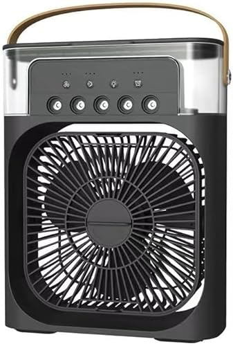 Ventilador de aire acondicionado portátil 4 en 1, mini ventilador de refrigeración personal con pulverizador de agua nebulizador, 3 velocidades, aire evaporativo, ventilador de agua, pulverizador de
