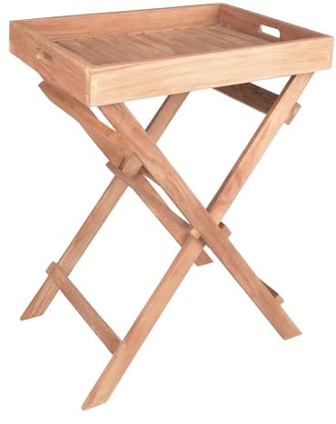 DELUKE Balkontisch Nikita klappbar - Teak, Teakbraun, 29x39x50cm | Tabletttisch Gartentisch Balkon-Tisch Kleiner Tisch Terrasse
