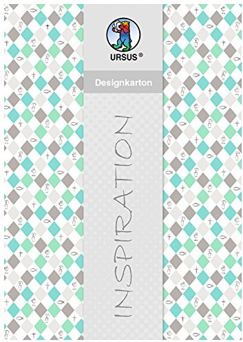 Ursus 62174601 - Designkarton Jesus Aqua, Raute, DIN A4, 200 g/qm, 5 Blatt mit Banderole, einseitig bedruckt, folienveredelt in silber, ideal für kreatives Basteln