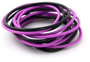 Mytoptrendz® - 24 Pcs Girls Thin Jelly Bracelet Gummy Bangle Wristbands BLACK AND PURPLE12 Pcs EACH Colour