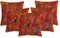Sophia Art Lot de 5 housses de coussin indiennes artisanales vintage brodées ethniques patchwork à paillettes Rouge