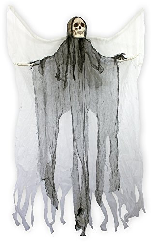 Das Kostümland Todesengel mit Flügeln und Totenkopf - 180 cm - Gruselige Halloween Geister Party Dekoration