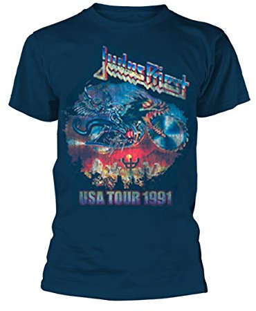 Judas Priest T Shirt Painkiller Us Tour 1991 Distressed Logo Officiel Homme Navy Size XXL