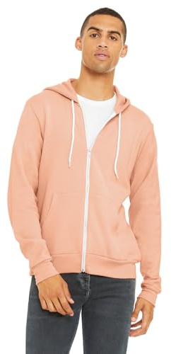 Bella Canvas 3739 Unisex Poly-Cotton Fleece Full-Zip Hoodie Peach XL