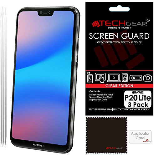 TECHGEAR [3 Pack] Screen Protectors for Huawei P20 Lite - Clear Lcd Screen Protector Guard Covers Compatible with Huawei P20 Lite