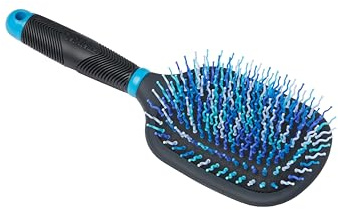 LeMieux Tangle Tidy Plus Horse Grooming Hair Brush in Blue with Ergonomic Grip Handle for Manes and Tails - One Size