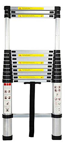 Extend and Climb Telescoping Ladder 12.5 ft 330lb Heavy Duty Aluminum Extension Ladder No Slip Portable Straight for Multi Purpose Indoor & Outdoor DIY Project EN131 Standard