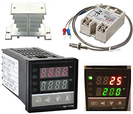 Digital PID Temperature Controller REX-C100 REX C100 Thermostat + SSR Relay SSR-40DA+ K Thermocouple Thread Probe+Heat Sink