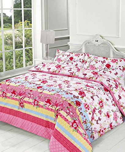 Comfort Collections Easy Care Printed Duvet Cover With Pillowcase Bedding Set Modern Polycotton STYLE: BLOSSOM SIZE: King Duvet Set With Two Pillowcases (230 x 220cms) COLOUR: Rose