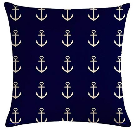 Kissenhülle Kissenbezug Maritim 45x45 cm Dekokissen Nautic Anker Schiff Bedruckt Muster 9-G356-7