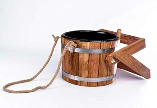Hoohla Kalter Eimer Dusche mit Kunststoffeinsatz, Sauna-Duscheimer, 16 Liter