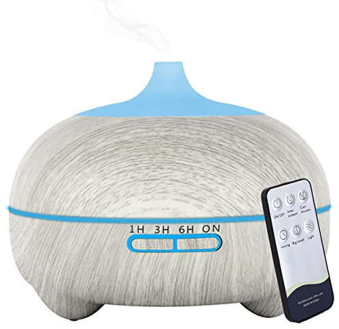 Hantoc Aroma Diffuser 550ML, Luftbefeuchter Ultraschall Vernebler mit Timer Ultraschall Aromatherapie Diffusor mit 7 Farben LED Wasserlose Abschaltautomatik für Schlafzimmer, Büro, Yoga, Spa Weiß