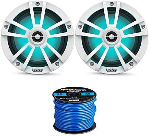 enrock Infinity - Altavoces Marinos LED de 6.5 Pulgadas (2 Unidades) 1 par de Altavoces de Repuesto OEM con Cable de 50 pies (RGB + Blanco) 6 MBLW