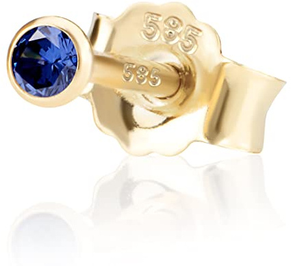 NKlaus Einzel 2,5mm 585 Gelb Gold 14 K Ohrstecker Drittohrstecker, Ersatzohrstecker Einzelohrstecker Zirkon Butterfly Verschluss Damen Mädchen