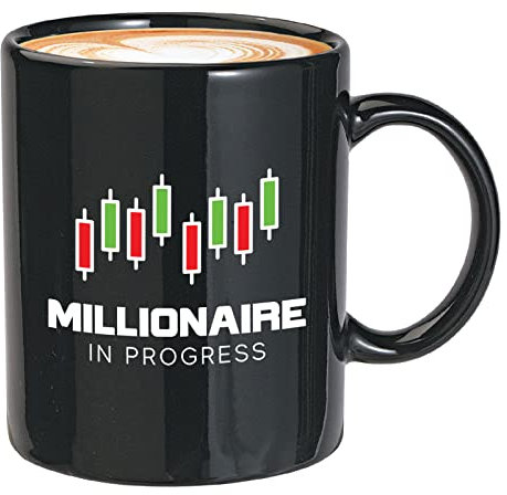 Stock Trader Kaffeetasse, 325 ml, Schwarz – Millionär in Progress – Trading Inspirational Day Trader Stock Market Brokers Market Digital Currency