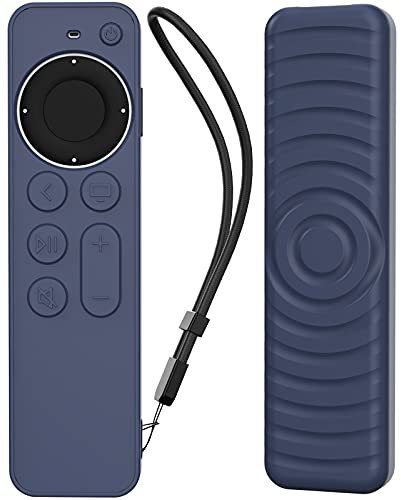 AHASTYLE Carcasa para mando a distancia de Apple TV Siri Remote Control 4K 2021, ondulación antideslizante, silicona para Apple TV 4K 2021 (azul medianoche)