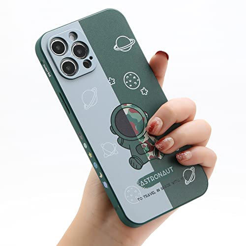 Yonds Queen for iPhone 11 Pro Max Cute Case, Cartoon Cool Astronaut Space Planet Moon Design Stylish Bumper TPU Protective Anti-Slip Shockproof Fashion Case(Green Planet, iPhone 11 Pro Max)