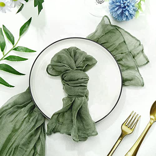 IUIBMI 20 Pieces Sage Green Gauze Cheesecloth Napkins Gauze Dinner Napkins Soft Cotton Table Napkins for Wedding Parties Bridal Shower Family Daily Life (Sage Green) 53 x 35 cm