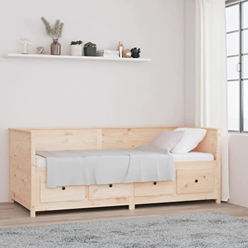 KOIECETA Tagesbett Sofabett Gästebett Sofa Einzelbett Bettsofa Bett Bettgestell Schlafsofa Holzbett Bettrahmen Massivholz Kiefer (Braun, 80 x 200 cm)