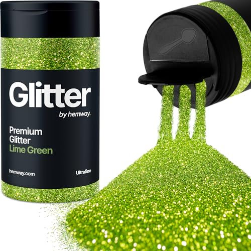 Hemway Premium Glitter Shaker - Lime Green | Ultrafine Metallic Flake Sequins for Resin & Epoxy Crafts | Craft Supplies for Tumblers, Festival, Hair, Face, Body, Eye & Nail Art | 130 g