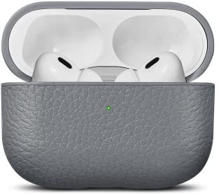 WOOLNUT Leather Case Cover for AirPods Pro 2nd Gen - Grey, Full-grain Scandinavian Leather, Compatible with wireless charging