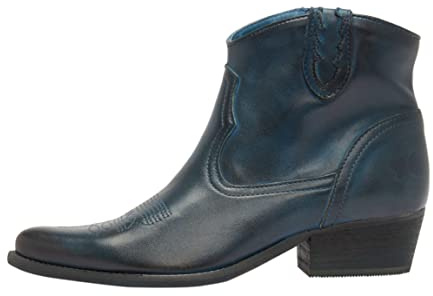Felmini - Damen Schuhe - Verlieben WEST B504 - Cowboy Stiefeletten - Echtes Leder - Blau - 40 EU Size