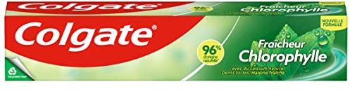 COLGATE - Dentifrice Chlorophyle Fraîcheur Intense - 96% d'ingrédients d'origine naturelle - Protection efficace contre les caries et la plaque dentaire - lot de 12 x 75 ml