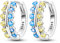 Hapour Tiny Rainbow Creolen 925 Sterling Silber | Eingelegte bunte Zirkonia-Huggie-Ohrringe für Frauen und Mädchen als Geburtstagsgeschenk – leuchtende blaue und gelbe Ohrringe