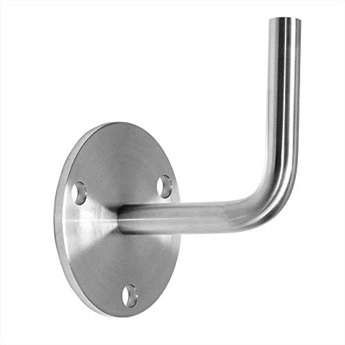 PRIOstahl Handlaufhalter Wandhalter Handlaufstütze Rohrhalter Geländerhalterung - 1 x Handlaufträger an die Wand flach mit 3-Loch Befestigung zum anschweißen aus Edelstahl V2A Geländer Treppe