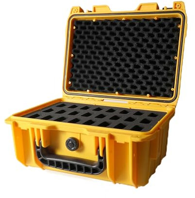 Cavol AC03 Messerkoffer für 24 Klappmesser Case-IPX7 Wasserdicht Heavy Duty Taschenmesser Lagerung Hard Case Box Storage Organizer,Klappmesser Kollektion Schutzhülle(gelb)