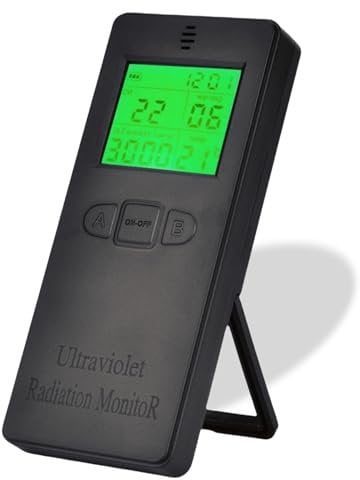 UV-Messgeräte, Digitales UV Messgerät für Tragbarer LCD UV Strahlungsdetektor, mit Temperaturanzeige, Messbereich 0–3000 W/cm², Mit LCD-Display, für UV Strahlen Heim Büro Innen und Außen