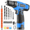 PULITUO 12V Blue Cordless Drill Set Power Drill Kit with Battery and Charger, 3/8-Inch Keyless Chuck, Built-in LED, 21+1 Torque Setting for Home Improvement