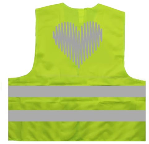 Herz Liebe Demo kein Protest Friede Warnweste BZW. Signalweste mit reflektierendem Aufdruck - Größe L/XL, Gelb