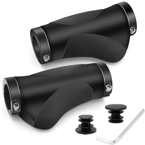 REETEE Fahrradgriffe Rutschfester Lenkergriffe Fahrrad Ergonomisch MTB Griffe, Zwei Seiten Lock-On Design Fahrrad Lenker Griffe für 22,2 mm, Rennrad Lenker (Schwarz(130mm+93mm))