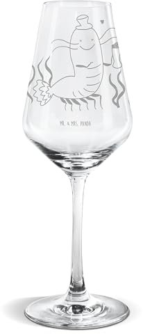 Mr. & Mrs. Panda Weißwein Glas Hummer Weizen - Geschenk, Junggeselle, Spülmaschinenfeste Weingläser, Meerestiere, Junggesellin, Meer, Weinglas,