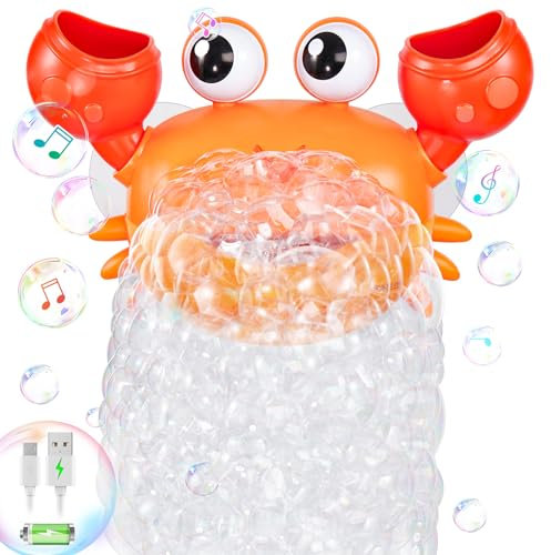 Gigilli Crab Baby Badespielzeug, Wiederaufladbare Badewanne Bubble Machine Automatische Dusche Badewanne Bubble Maker mit Musik Badespielzeug für Kinder 6-12 12-18 Monate 1-3 4-8 Jungen