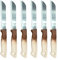 vienberg Solingen Tafelmesser | 6 Stück | Made in Germany | Edelstahl Gemüsemesser Allzweckmesser Allesschneider | Wellenschliff | Obstmesser Küchenmesser (Braun)