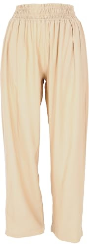 Luftige Boho Hose, weite Basic Sommerhose, Damenmode, helles graphitgrau | Bequemes Tragegefühl, breiter gesmokter Bund, vielseitig kombinierbar, ideal für warme Tage.