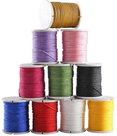 Luabue 10 Colori Filo di Cera 0.8mm Cordino di Cotone Cerato 10m Poliestere Macramèper Collane Cordino Colorato Taglia Fili Spaghi, DIY Gioielli, Fili di Perline