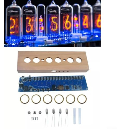 Röhrenuhr, 6-stellige Röhre IN14 Nixie-Uhr, elektronisches DIY-Kit, Nixie Tube LED-Uhr, kreatives Geschenk für Kinder, Freunde, 12/24-Stunden-Schalter