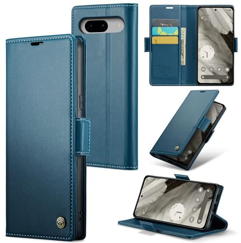 Rerzoiro Coque pour Google Pixel 8, Étui Housse en RFID Protection Premium PU Cuir Portefeuille Rabat Case Magnétique Stand Antichoc, Étui Case pour Google 8, Bleu