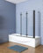 Aica Sanitär Badewannenaufsatz Eck Duschwand Badewanne 3-tlg.Faltwand mit Seitewand 6mm Nano Glas,H140cm,130x80cm,Schwarz Rahmens,Klarglas