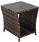 Bonnlo Rattan Beistelltisch mit Glasplatte, Balkonmöbel Braun, Gartenmöbel klein, Balkontisch Outdoor wetterfest, 46x46x50 cm