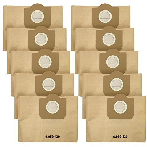 LAPONO 10Pcs Sac Aspirateur Karcher, Sacs d'aspirateur pour Kärcher WD3, MV3, MV1, A2204, A2656, WD3200, SE4001, WD3300 Premium Filtre en Papier de Rechange Pièce Détachée 6.959-130.0 pour Karcher